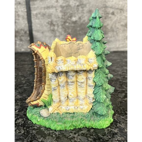 Enesco Moose Creek Crossing Pencil Cup 1996 Boat Trees Nature Canoe #279552 - Picture 3 of 8